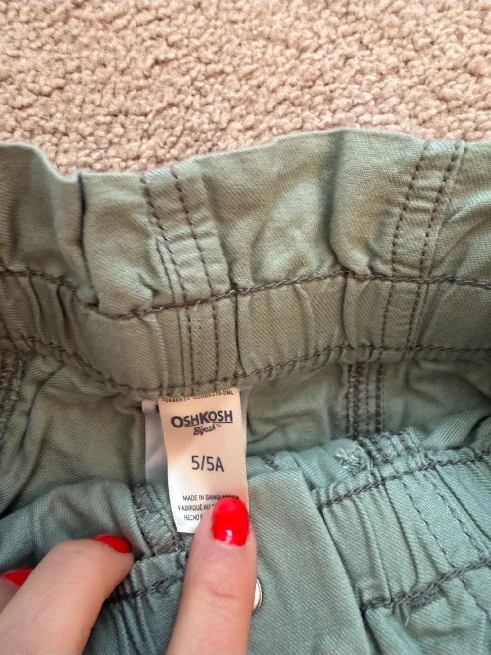 OshKosh B'gosh Olive Tie-Waist Cargo Pants for Kids